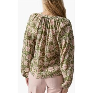 Sanctuary Womens L Green Pink Sundays Best Floral Print Lightweight Blouse NEW
